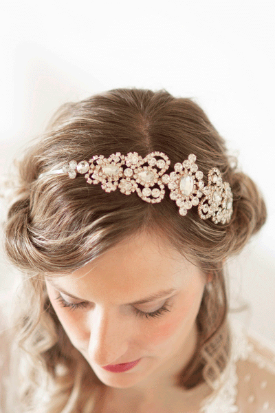 Rose Gold Crystal Bridal Headband #221HB