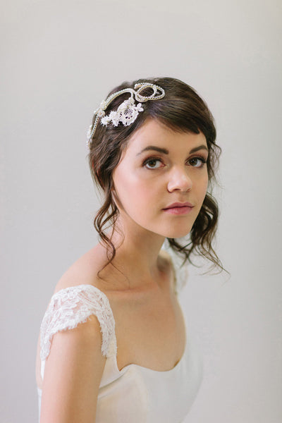 Crystal and Lace Knots  Bridal Headpiece #303HP
