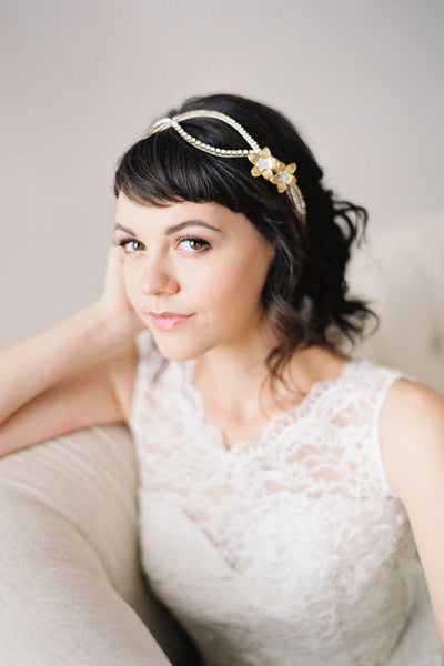 Double Flower Crystal Wedding Headpiece #210HB