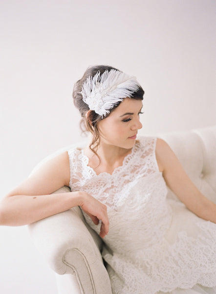 Feather Headpiece with lace Headband #205HB