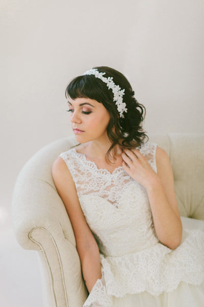 Floral Beaded Lace Headband #218HB