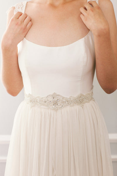 Delicate Crystal Bridal Sash with Intricate Beading #100SH