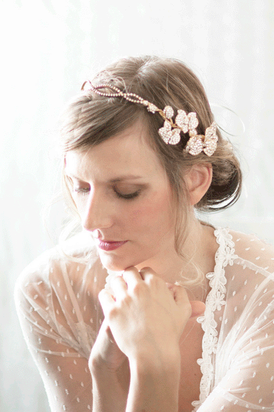 Orchid Floer Bridal Headpiece with Crystal Vine #227HB