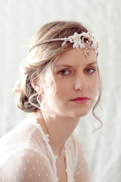 Intricate Floral Lace and Crystal Bridal Headpiece #308HP