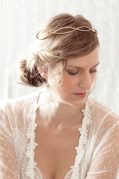 Orchid Floer Bridal Headpiece with Crystal Vine #227HB