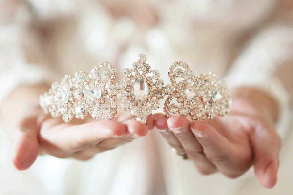 Rose Gold Crystal Bridal Headband #221HB