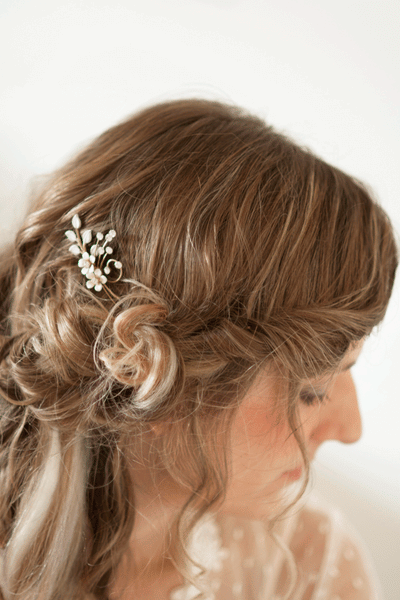 Brass and Enamel Flower Crystal Hair Pins #113HC